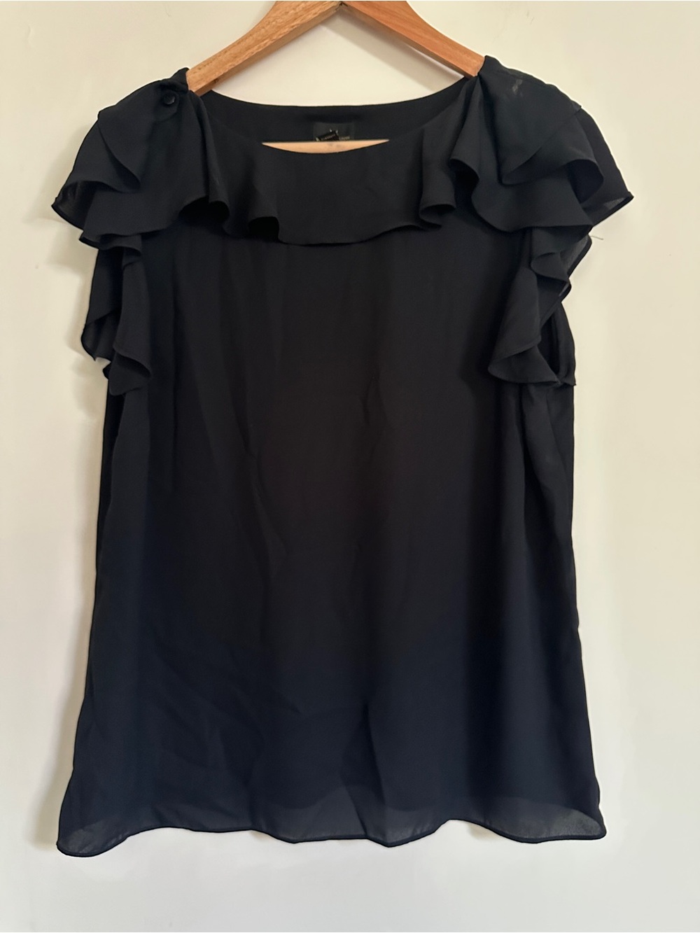 Worthington Black Ruffle Sleeve Blouse